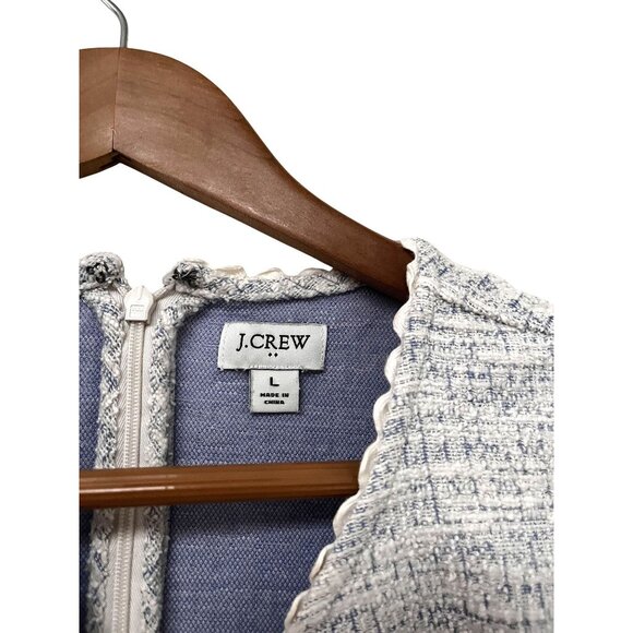 J.Crew Women's Tweed Sleeveless Top In Blue & White Size Large - Picture 2 of 7